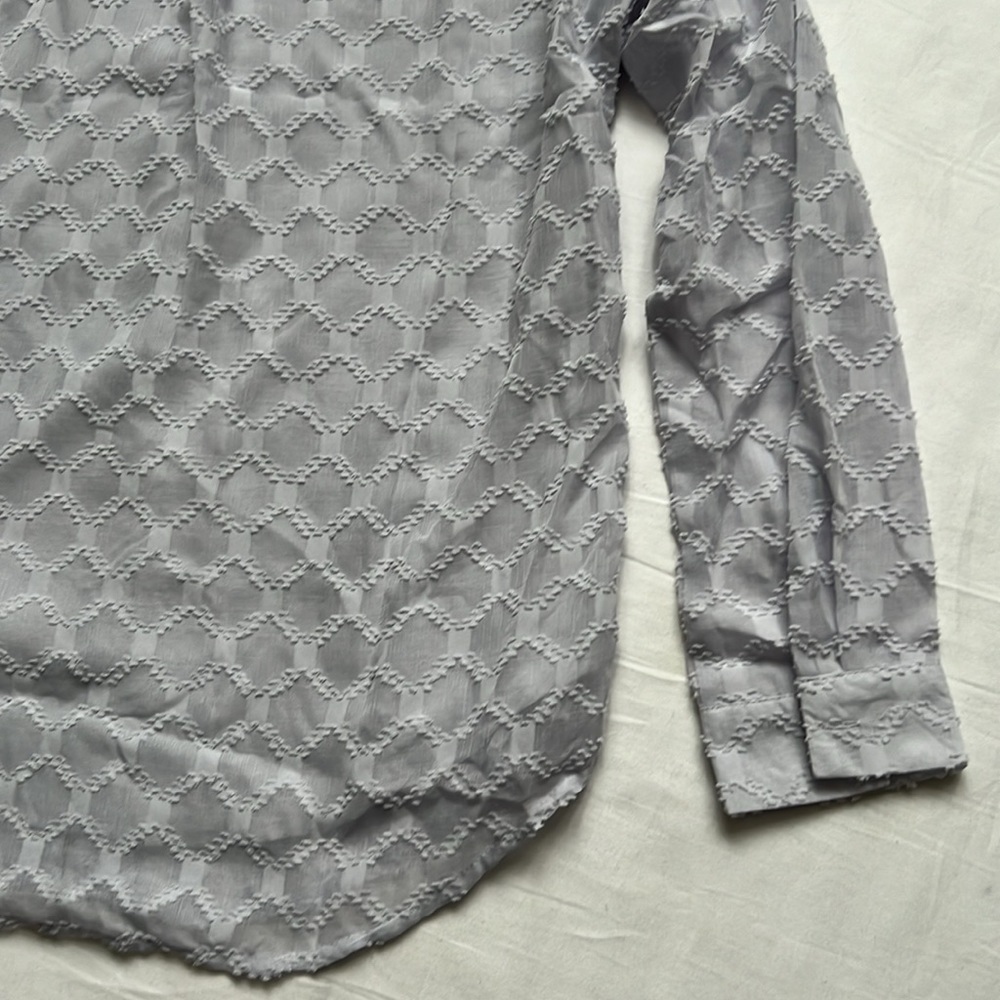 Sheer Long Sleeve Button Down Blouse - Picture 11 of 11